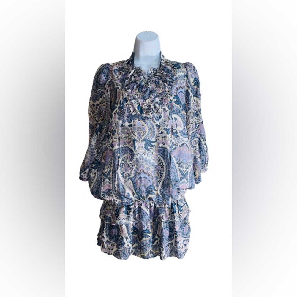 Paul & Joe Sister size 2 dress dusty blue’s/and purples with ruffles